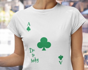 Camiseta de bebé Lucky Girl Y2K, camiseta con la carta Ace Clover, camiseta Coquette, camiseta con el síndrome de Lucky Girl, camiseta del día de San Patricio, camiseta de bebé de los 90, camiseta irlandesa