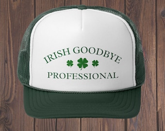 Gorra de camionero profesional con cierre trasero Irish Goodbye, divertida gorra de camionero con cierre trasero para el día de San Patricio, gorra con cierre trasero para el día de San Patricio, gorra para el día de San Patricio, gorra Irish Exit