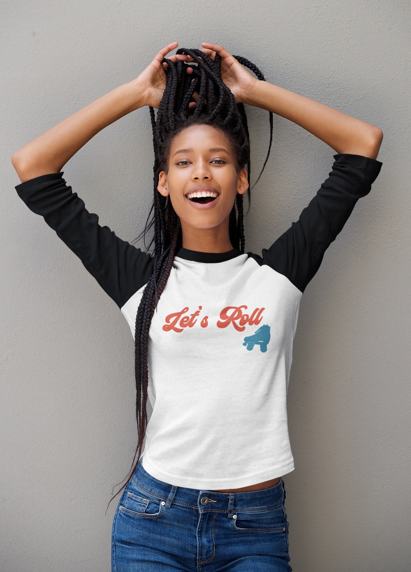 Let's Roll Roller Skating Derby Cute Distressed T-Shirt