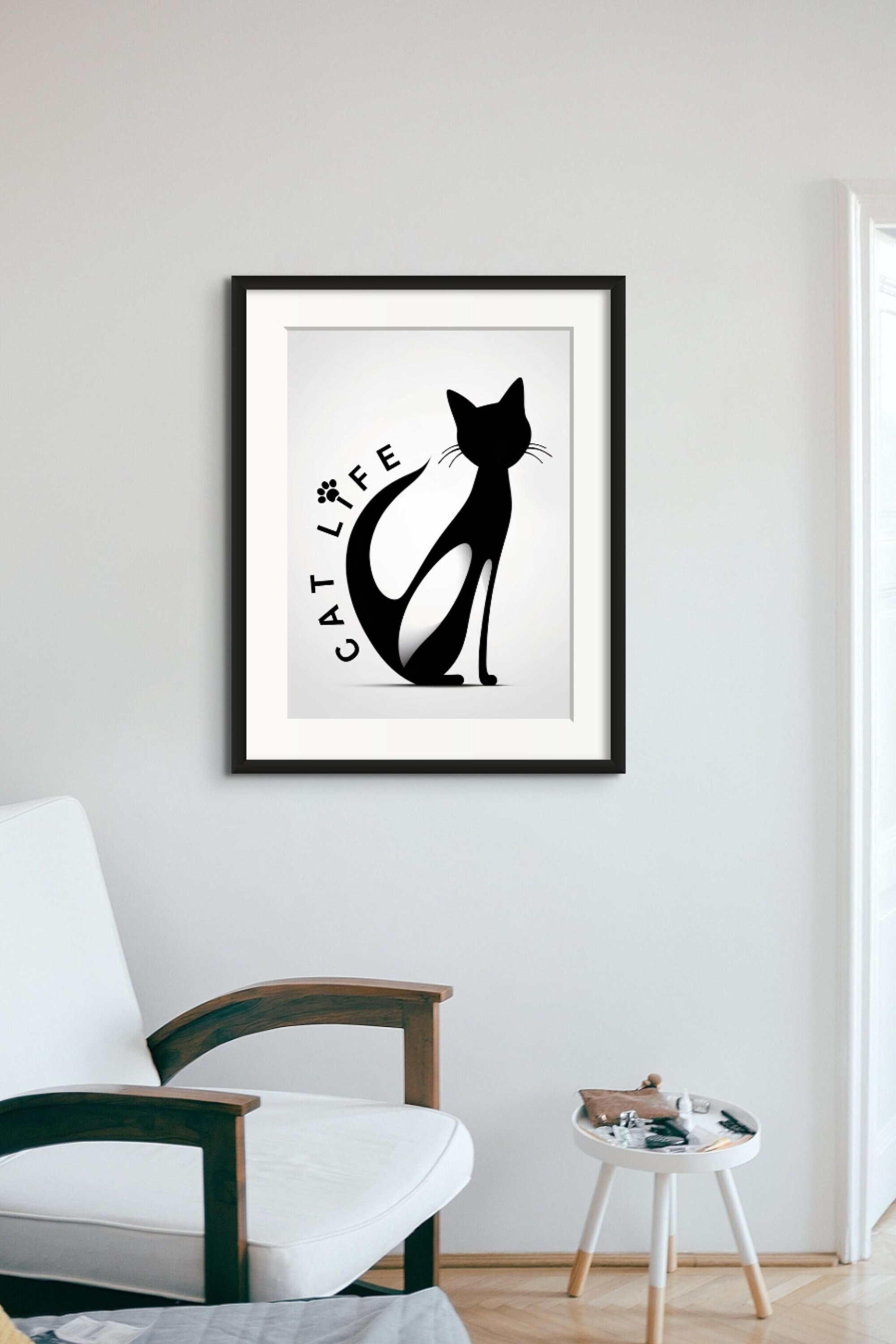 Majestic Black and White Cat Poster Art Print Abstract Art - Etsy