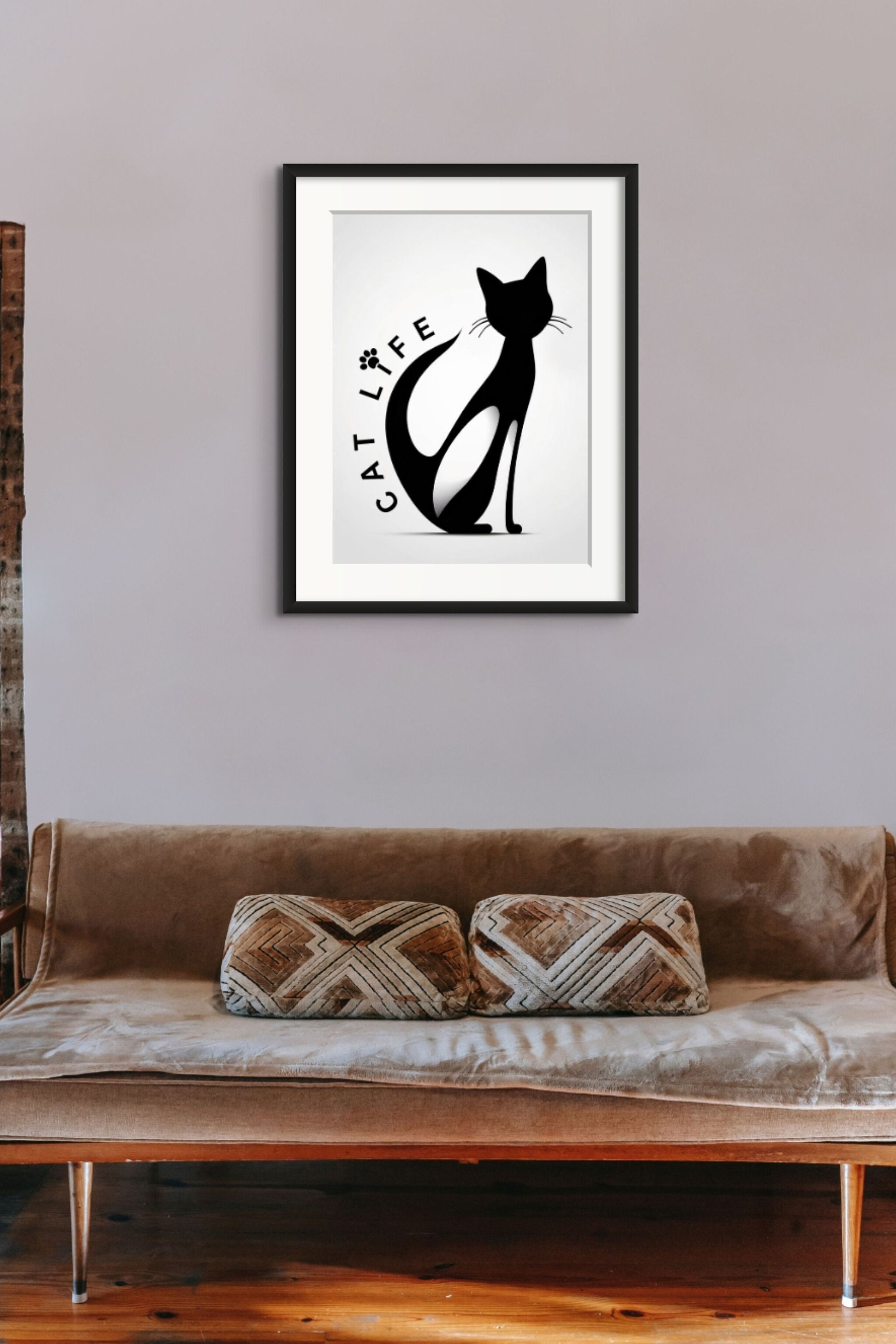 Majestic Black and White Cat Poster Art Print Abstract Art - Etsy