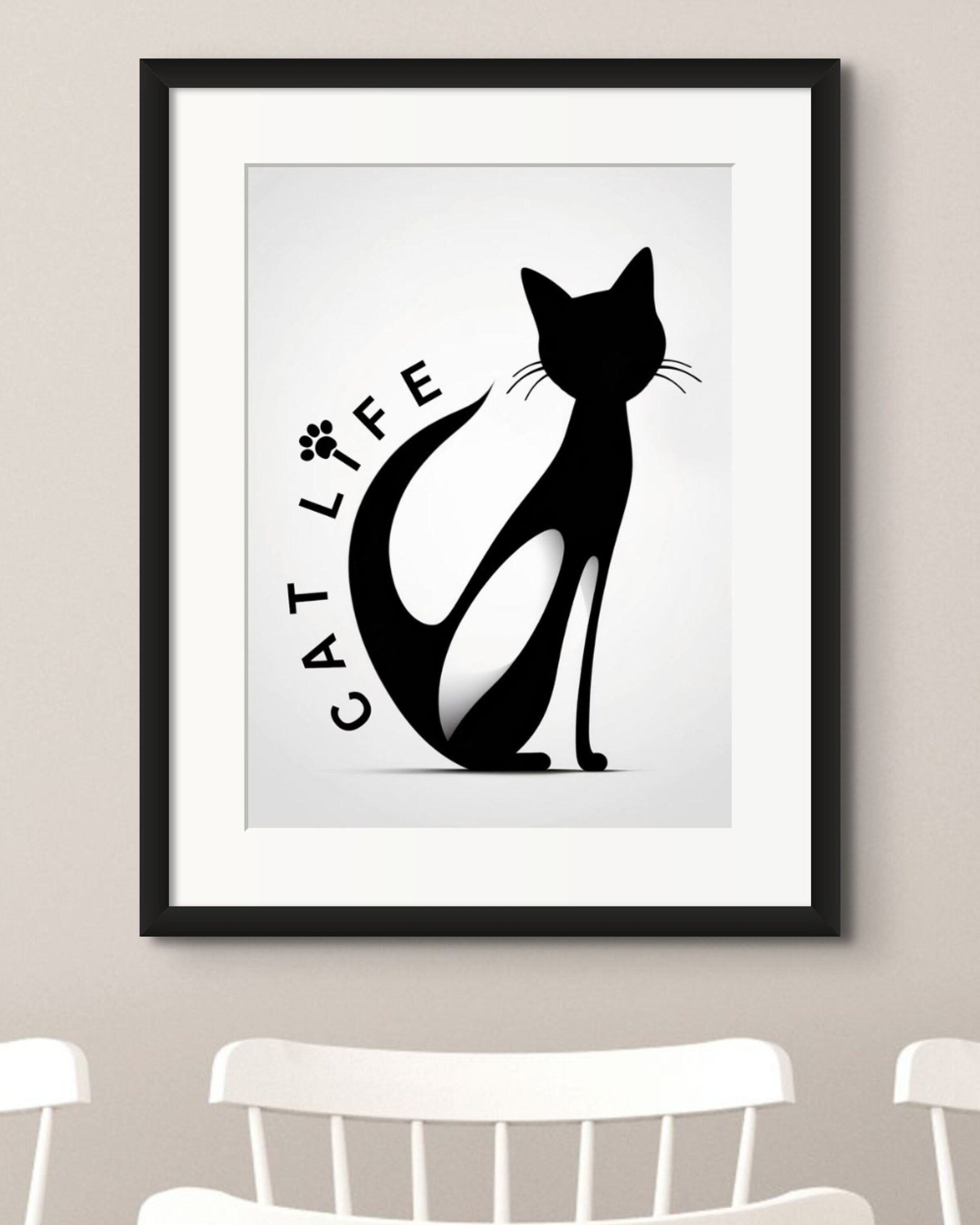 Majestic Black and White Cat Poster Art Print Abstract Art - Etsy