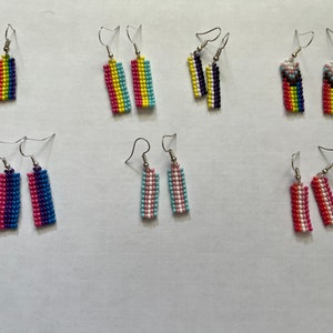 Vertical Pride Flag Earrings-Beaded