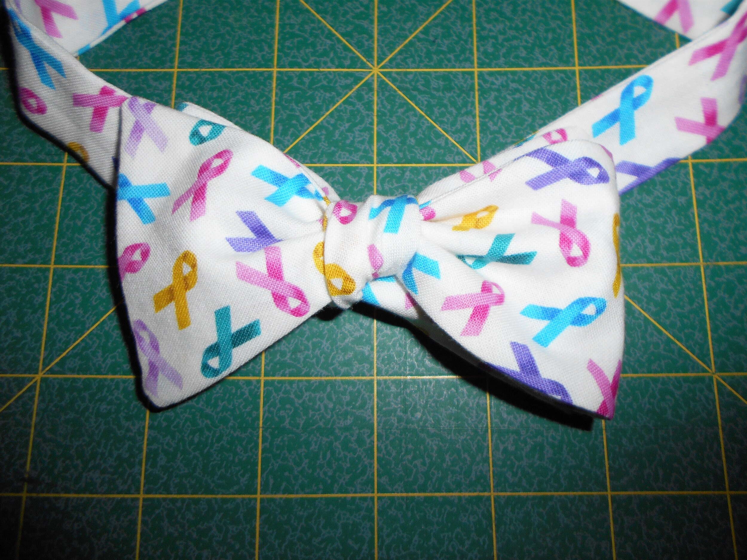 Multi Ribbon Cancer Awareness Self Tie Bow Tie/pink Breast/teal Ovarian ...