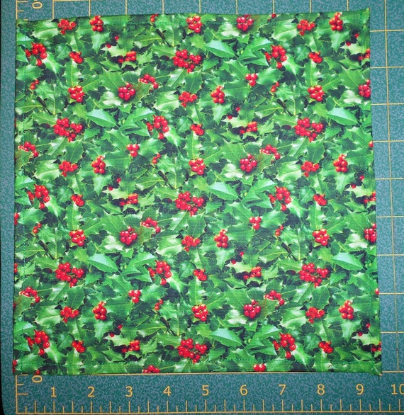Vintage Green Holly Christmas Bow Tie & Pocket Square Set – 100% Cotton, Handmade In UK