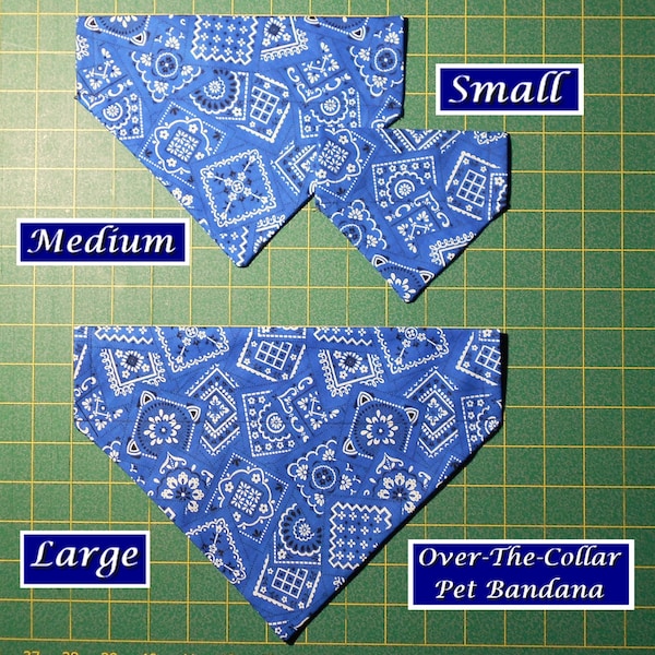 Blue White Paisley Bandana/dog bandana/cat bandana/country style/over-the-collar (collar not included)