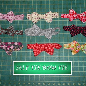 Valentine Self-Tie Bow Tie/Love Hearts Red Black Pink Roses/rosebuds/elegant scroll/argyle/candy hearts phrases/cotton/made in USA