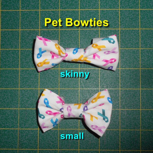 Multi Ribbon Awareness Bowtie/dog bowtie/cat bowtie/pink light blue dark blue teal yellow purple lavender (collar not included) skinny/small