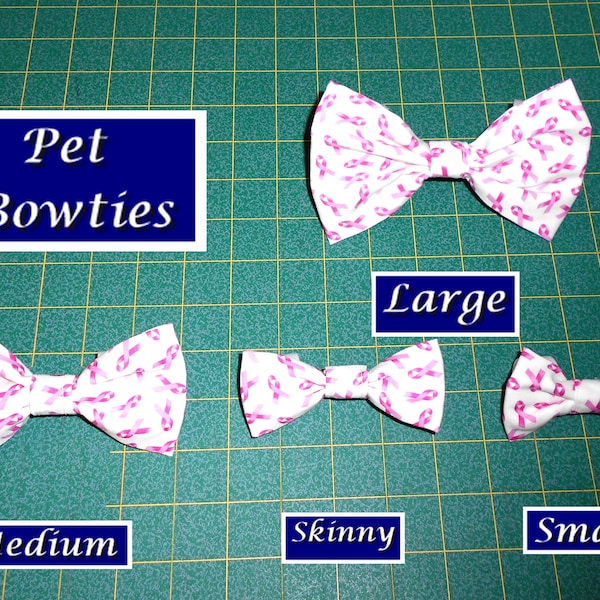 Pink Ribbon Bowtie/dog bowtie/cat bowtie/Breast Cancer Awareness  (collar not included) Large/Medium/Skinny/Small