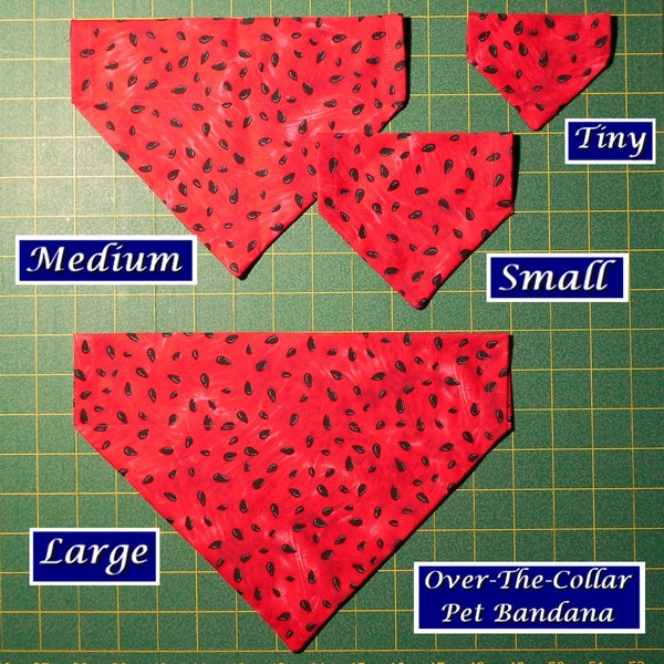 Watermelon Seeds Bandana/dog bandana/cat bandana/Watermelon/picnic/summertime/over-the-collar (collar not included)