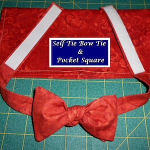 Rust Orange Elegant Scroll Self Tie Bow Tie & Pocket Square Set/hanky/handkerchief/Cotton/formal/wedding/Christmas/fall vines/made USA