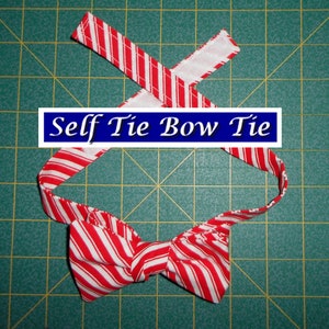 Red White Striped Self Tie Bow Tie/cotton/candy cane/stripes stripe striped/Christmas/formal/office attire/classic stripe/made USA