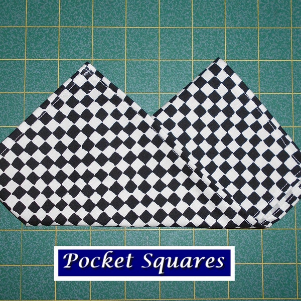 Black & White Check/Checkered/Pocket Square/Hanky/Handkerchief/cotton/formal wear/checkered flag/checker board/made in USA/made USA