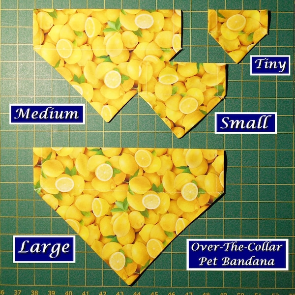Lemons Bandana/dog bandana/cat bandana/yellow/lemonade/picnic/summertime/over-the-collar (collar not included)