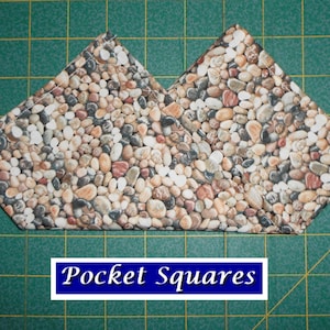 Beach Pebbles Pocket Square/hanky/handkerchief/cotton/multi colored small stones rocks pebbles/beach wedding attire/prom/party/made USA