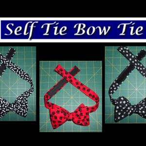 Self Tie Bow Tie/cotton/Dog Bones/Black Paw Prints on Red/White Paw Print on Black  made USA
