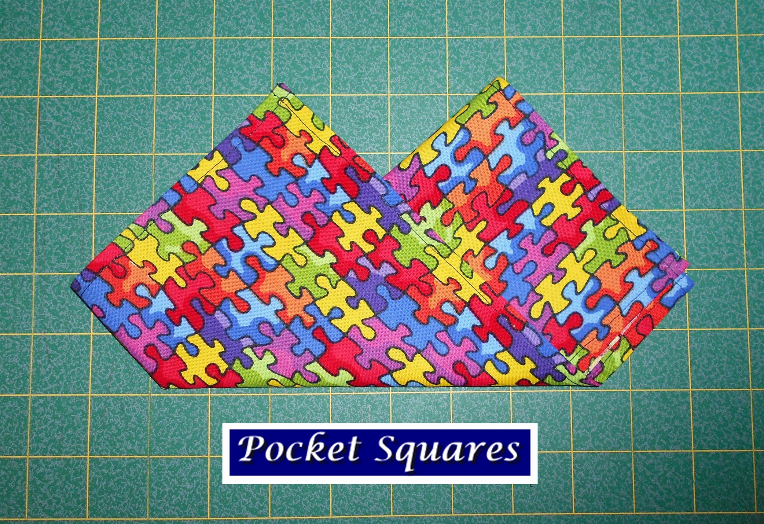 Autism Awareness/Puzzle Piece Pocket Square/hanky/handkerchief/cotton/formal wear/office attire/holiday/prom/birthday/made USA