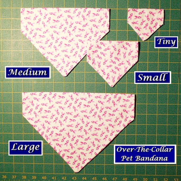 Pink Ribbon Bandana/dog bandana/cat bandana/Breast Cancer Awareness Ribbon/over-the-collar (collar not included)