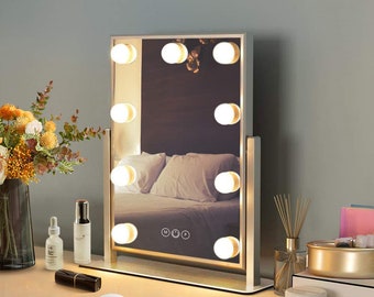 Vanity Mirror, Small Cream Vanity Mirror With Lights And Bluetooth Speakers