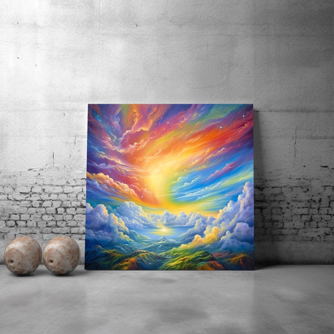 Sky Cloud Fantasy Abstract Art Print on Canvas, Nursery Children Room ...