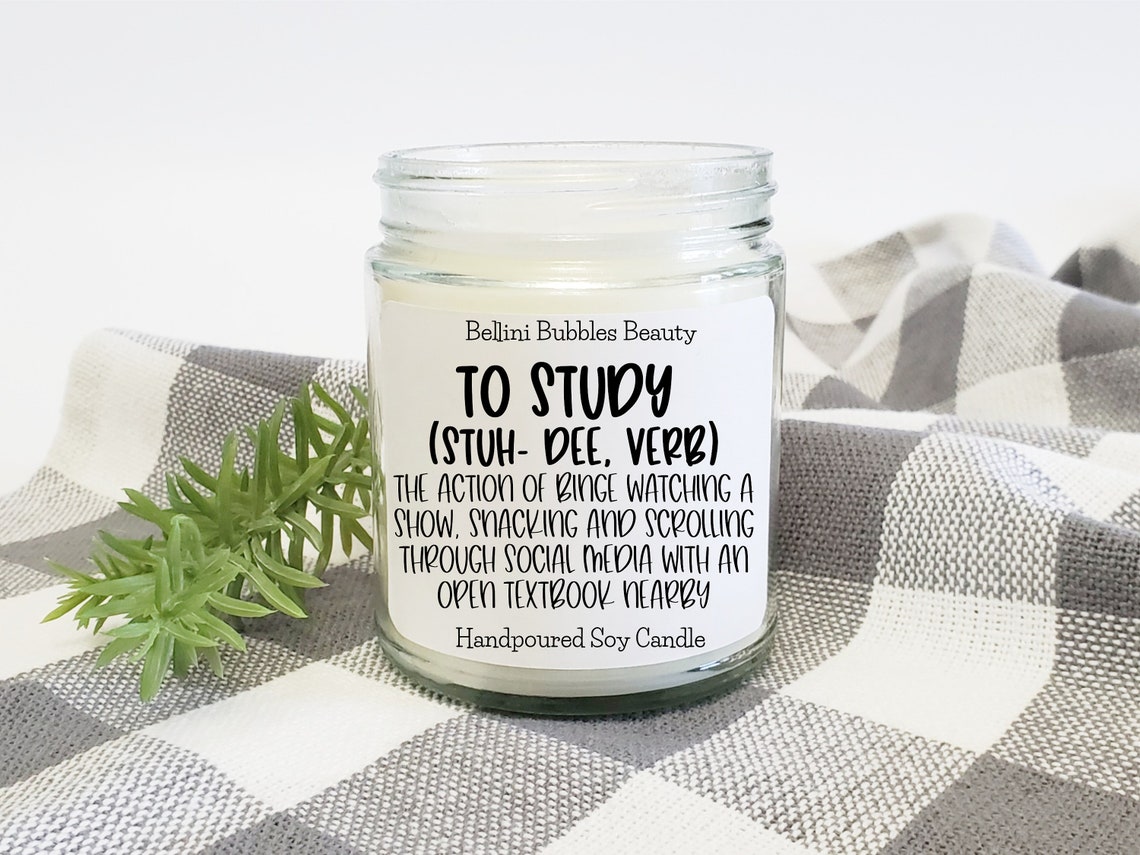 Studying Candle to Study Funny Procrastination Gift Student Etsy