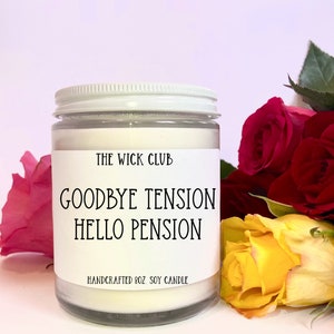 Cadeau de retraite amusant, Adieu la tension, Bonjour la retraite, Vous êtes à la retraite, Bougie de retraite pour collègue, Au revoir, ami de travail, 65e anniversaire
