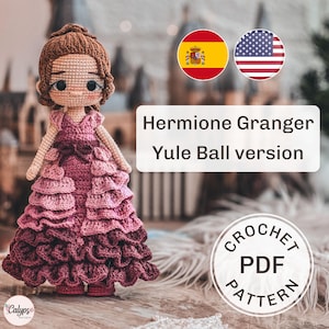 Hermion amigurumi yule ball version / PDF pattern / Crochet doll / Spanish & English