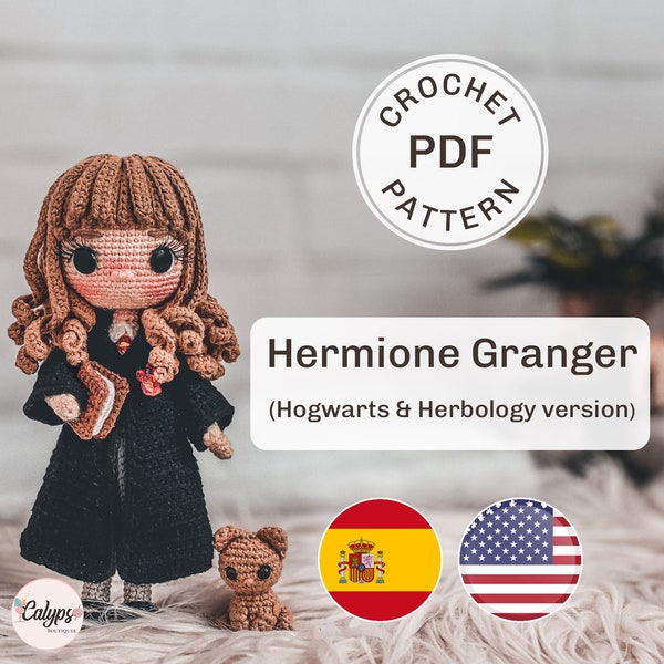 Hermion amigurumi patterns with versions of Hermion / Hermion pattern in amigurumi / PDF / Knitting guide / Español & English