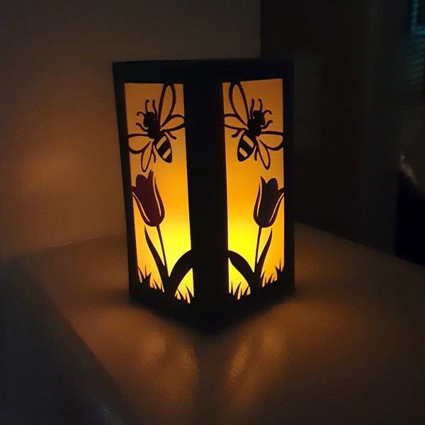 Tulip & Bee Lantern SVG for Cricut or Silhouette