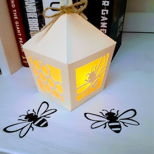 Bee Lantern Centerpiece SVG DIY Cardstock Project for Cricut or Silhouette
