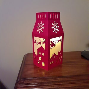 クリスマスビレッジとサンタのそりランタン SVG Cricut ペーパーテンプレート