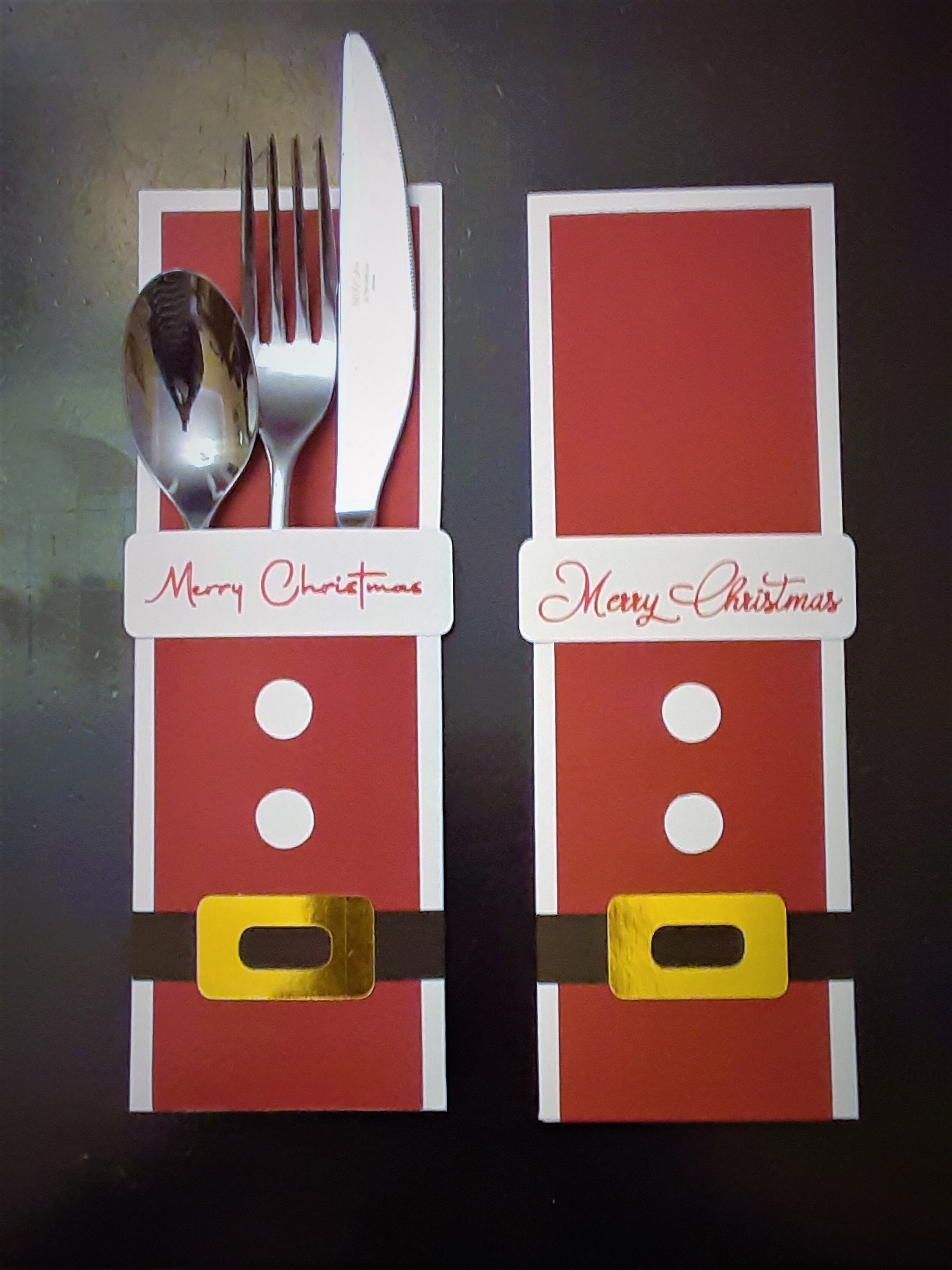 christmas santa silverware holder svg file - etsy australia