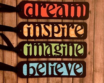 Lesezeichen SVG Dream Believe Inspire Imagine für Cricut und Silhouette