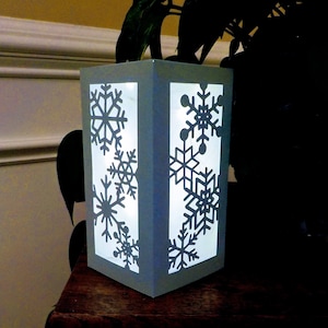 Snowflakes Centerpiece 3D Christmas Lantern SVG Template Snowflakes