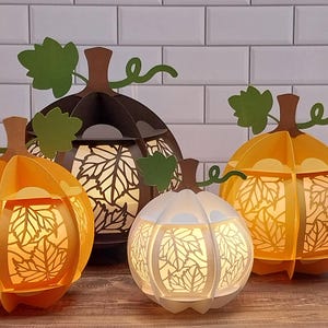 Fall Pumpkin Lightbox Lantern Centerpiece Decor for Halloween and Thanksgiving SVG DXF