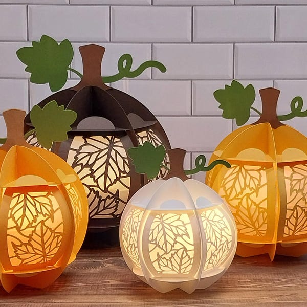 Fall Pumpkin Lightbox Lantern Centerpiece Decor for Halloween and Thanksgiving SVG DXF