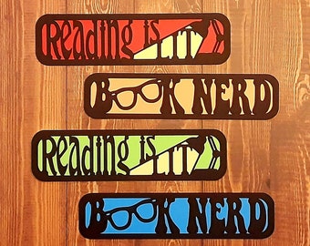 Book Nerd Reading Is Lit Bookmark Set SVG file