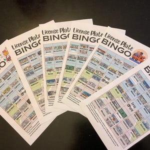 License Plate and Road-trip Bingo Boards Printable PDF