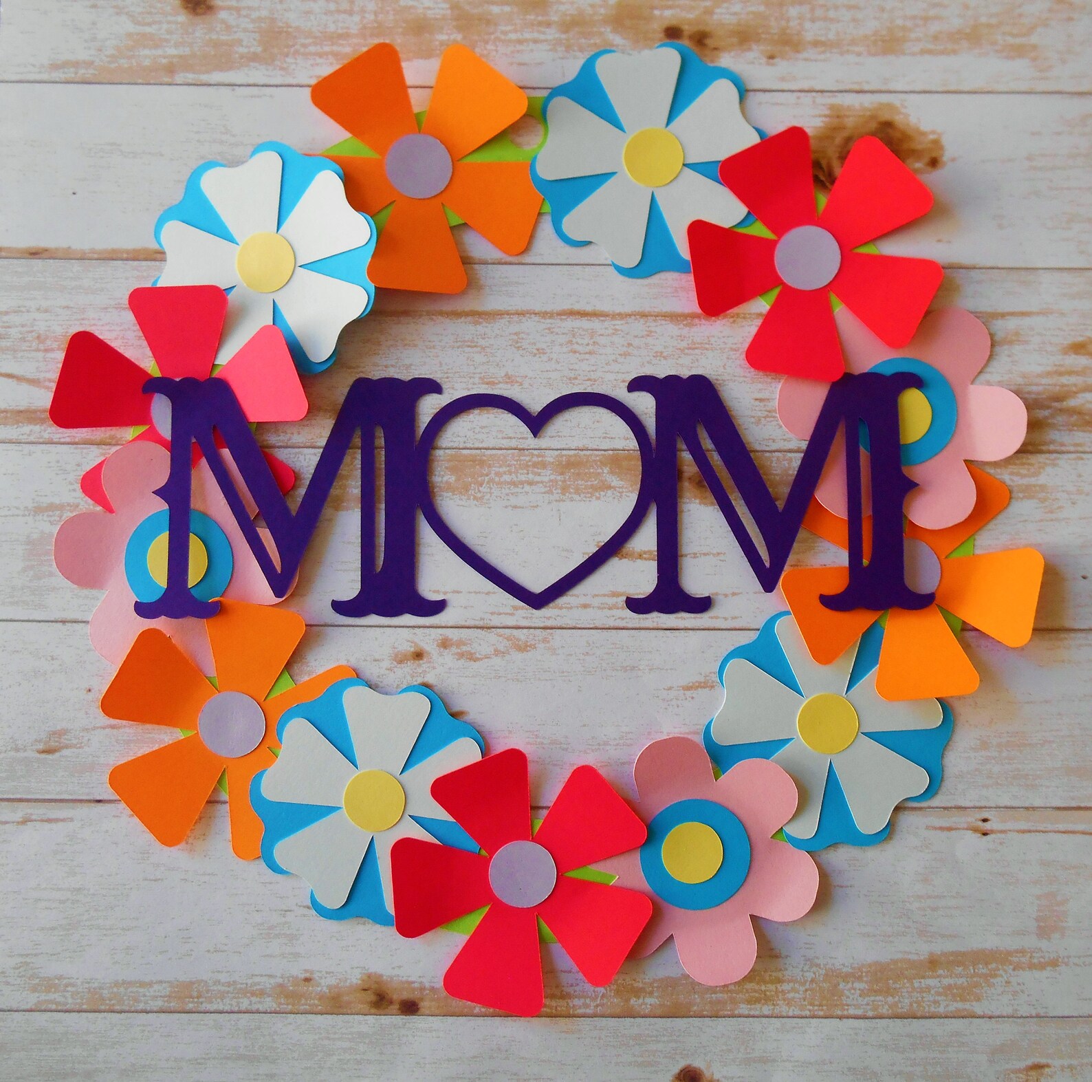 DIY Mother's Day Paper Craft Wreath SVG for Cricut or | Etsy