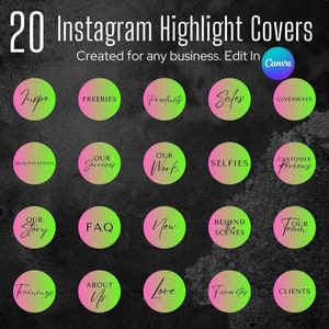 Pink Green Instagram Highlight Covers | Social Media Highlights | Beauty Business Highlight Template | Nail Lash Hair Highlights