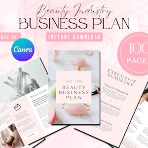 Business Plan Template | Beauty Industry Business Plan | Beauty Business Proposal | Salon Business Plan | Spa Business Plan | Canva Template