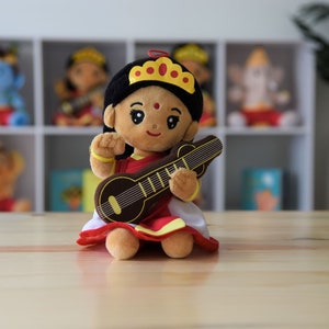 Saraswati Devi Small 7 inch Plush with Mantras image 2