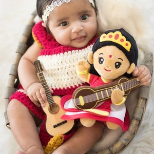 Saraswati Devi Small 7 inch Plush with Mantras image 3