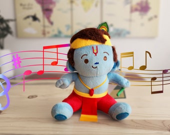 Modi Toys - Baby Krishna Mantra-singing Hindu Plush Toy (Small - 7 inch)