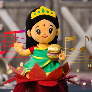 Modi Toys - Laxmi Devi Mantra-singing Hindu Plush Toy (Medium - 11 inch) - Customization Available