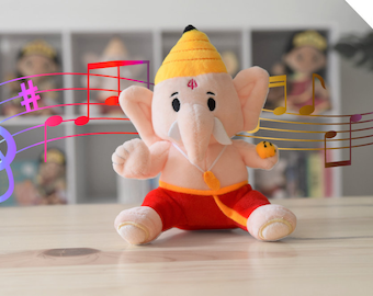 MODI TOYS - Baby Ganesh Mantra-singing Hindu Plush Toy (Small - 7 inch)