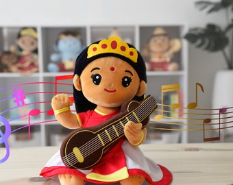 Saraswati Devi - Medium 11 inch Plush with Mantras and Instrumental