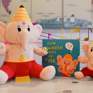 MODI TOYS - Lot : collection Baby Ganesh - Petit Ganesh bébé 7 pouces chantant des mantras + Ganesh bébé moyen 27 pouces + livre cartonné