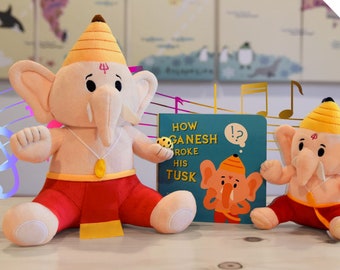 Bundled: Baby Ganesh Collection (personalization available) Mantra Singing Small 6 in Baby Ganesh + Medium 10 in Baby Ganesh + Board Book