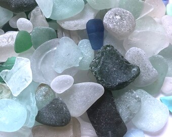 Rainbow rainbow bag Genuine Seaham sea glass mixed colours including yellows and blues